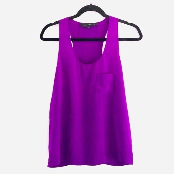 Alexander Wang Tank Top XS Silk Pocket Purple Luxury Solid Monochrome Vibrant - Picture 1 of 6